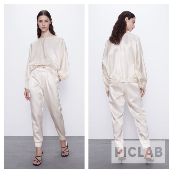 Zara Other - Zara 2 piece satin effect top and jogging pants